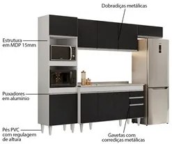 Armário de Cozinha Modulada 4 Peças CP12 Balcão com Pia Inox Branco/Pr