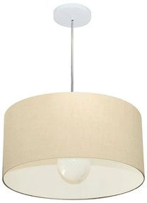 Lustre Pendente Cilíndrico Md-4203 Cúpula em Tecido 45x21cm Algodão Crú - Bivolt