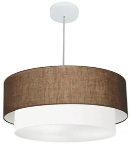 Lustre Pendente Duplo Cilíndrico Vivare Md-4352 Cúpula Tecido 55x50cm - Bivolt