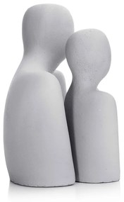 Kit 2 Esculturas Decorativas Pessoas em Cimento Cinza 26 cm M02 - D'Rossi