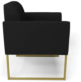 Poltrona Base Industrial Dourado Marisa Linho D03 - D'Rossi - A79 Preto