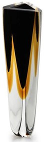 Vaso Triangular nº 1 Bicolor Preto com Âmbar Murano Cristais Cadoro