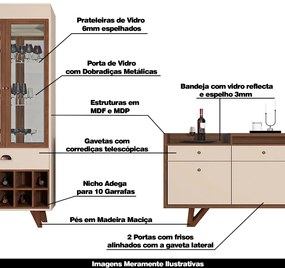 Conjunto Decorativo Cristaleira e Buffet Aparador Andorra/Noeli Nature/Off White G26 - Gran Belo