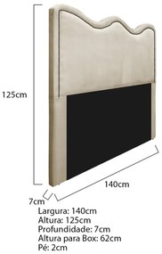 Cabeceira Casal Bari P02 140 cm para cama Box Corano - ADJ Decor