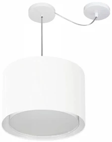 Lustre Pendente Cilíndrico Com Desvio Branco MJ-4312 Para Mesa de Jantar e Estar