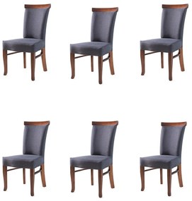 Kit 6 Cadeiras Decorativa Sala de Jantar Madeira Maciça Zaniolo Linho Cinza/Imbuia G42 - Gran Belo