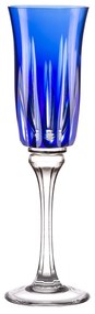 Taça de Cristal Lapidado p/ Champagne - Azul - 66  Azul Escuro - 66