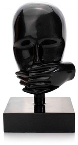 Escultura Decorativa Máscara Silêncio em Cerâmica Grafite 25x15 cm - D'Rossi