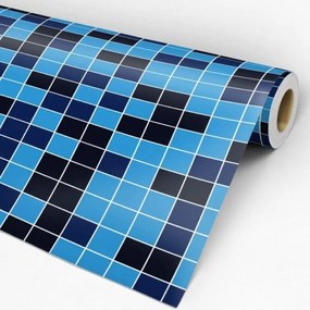 Papel de parede adesivo pastilha azul e preta