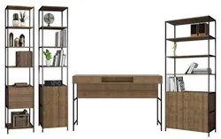 Conjunto Escritório Completo Estilo Industrial Steel Quadra Vermont Ba