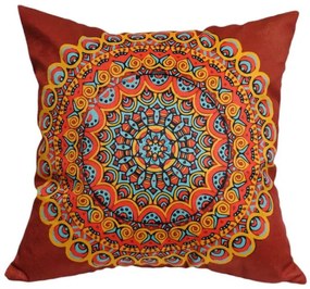 Almofada Mandala Indiana 45x45cm Várias Estampas - Terracota - Com Enchimento