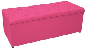Kit Cabeceira e Calçadeira Baú Estofada Mel 140 cm Casal Com Capitonê Corano Pink - ADJ Decor