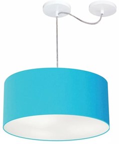 Lustre Pendente Cilíndrico Com Desvio De Centro Md-4147 Cúpula 50x25cm Azul Turquesa - Bivolt