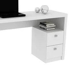 Mesa Para Computador Escrivaninha 2 Gavetas ME4130 Branco - Tecno Mobi