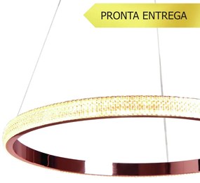 Pendente Intense Anel Redondo Ø60Cm Led 32W 3000K Bivolt Rose Gold Pol... (RG-P = Rose Gold Polido)