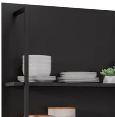 Prateleira Industrial Cozinha Dupla com Painel Flora Z34 Preto - Mpoze