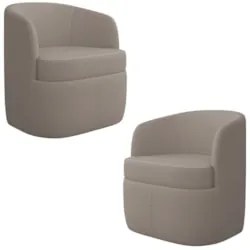 Kit 2 Poltronas Giratória Decorativa para Sala Dandara K04 Bouclê Bege