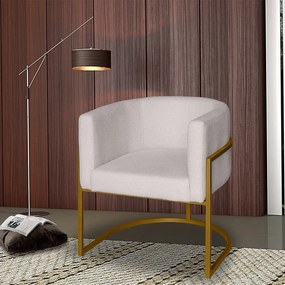 Poltrona Base Industrial Dourado para Sala Lety Bouclê Off White