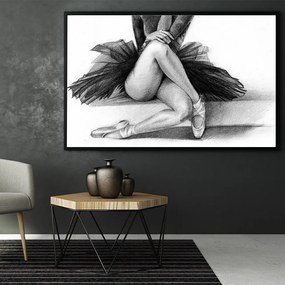 Quadro Decorativo 135x80 cm Bailarina 033 com Moldura Laqueada Preto G64 - Gran Belo