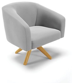 Poltrona Decorativa Giratória MA30 Stella Suede D03 - D'Rossi - Cinza