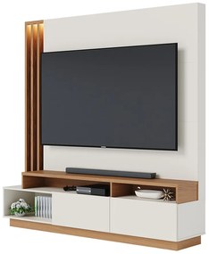 Estante de TV 65 Polegadas 180cm com Led Radaelli C04 - D'Rossi - Freijó e Off White Matte
