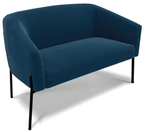 Sofá 2 Lugares Namoradeira Pé de Ferro Preto Stella Bouclê D03 - D'Rossi - Azul