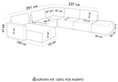 Sofá de Canto Chaise 5 Lugares 291cm Bristol M22 Linho Cru   - Mpozena