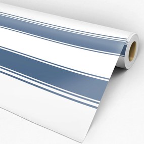 Papel de Parede listrado horizontal azul e branco