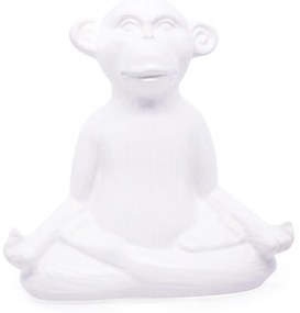 Enfeite Decorativo Macaco Yoga Meditação Cerâmica Branco 17 cm F04 - D'Rossi