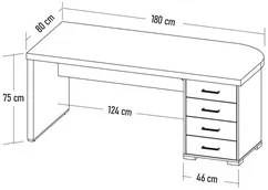 Mesa para Escritório com Gavetas Lado Direito Corp A06 Carvalho/Branco