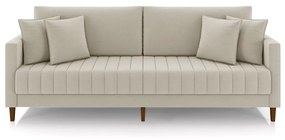 Sofá Living Decorativo Hamburgo 2 Lugares 156cm com Almofadas Pés em Madeira Veludo Bege G33 - Gran Belo