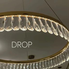 Pendente Drop Circular Ø60X10Cm Led 26W 3000K Bivolt Dourado Polido -...