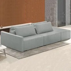 Sofá Ilha Modular com Puff para Sala Living 232cm Georgia K04 Bouclê C