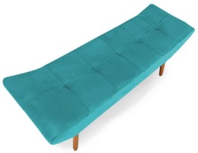 Puff Banqueta 90cm Maya Pés Palito Suede Turqueza - Sheep Estofados - Água