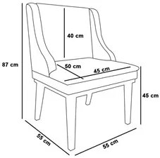 Kit 6 Cadeiras Estofadas para Sala de Jantar Base Fixa de Madeira Cast