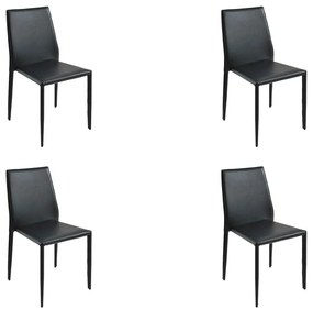 Kit 4 Cadeiras Decorativas Sala e Cozinha Karma PVC Preta G56 - Gran Belo