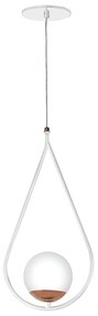 Pendente Gota C/ Globo 23X12X47Cm Metal E Vidro 1 X G9 Globo Ø12Cm|Old... (BRANCO / DOURADO BRILHO, FOSCO)