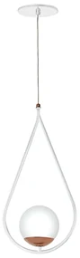 Pendente Gota C/ Globo 23X12X47Cm Metal E Vidro 1 X G9 Globo Ø12Cm|Old... (BRANCO / DOURADO BRILHO, FOSCO)