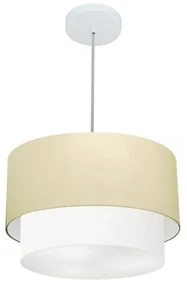 Pendente Cilíndrico Bege e Branco MJ-4354 Para Mesa de Jantar e Estar