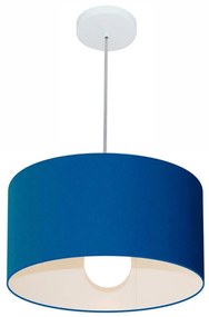 Lustre pendente cilíndrico free lux para mesa de jantar, sala, quarto, churrasqueira e balcão. - Azul-Marinho - Tam: 40x21cm
