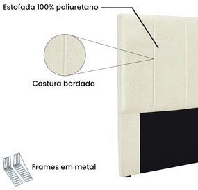 Cabeceira Cama Box Solteiro 90 cm Arizona Linho Natural S04 - D'Rossi