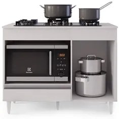 Balcão Multiuso para Cooktop 4 Bocas Georgia Branco - Lumil Móveis