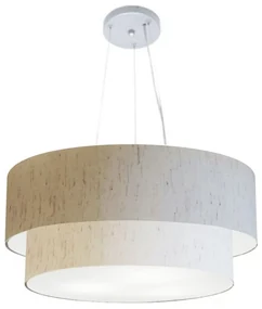 Pendente Cilíndrico Linho Bege MJ-4371 Para Mesa de Jantar e Estar