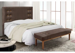 Cabeceira Cama Box Casal 140cm e Recamier Gênova Veludo S04 - D'Rossi - Marrom