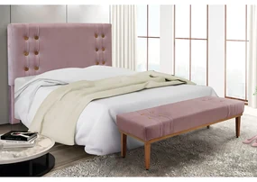 Cabeceira Cama Box Casal 140cm e Recamier Gênova Veludo S04 - D'Rossi - Lilás