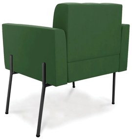 Poltrona Pé de Ferro Preto para Sala Kit 2 Elisa Suede Verde D03 - D'Rossi