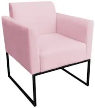 Poltrona Decorativa Base Industrial Preto Maressa S19 Suede Rosa Bebê