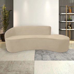 Sofá Decorativo 3 Lugares 210cm Abby Encosto Esquerdo Curvo Veludo Creme G15 - Gran Belo