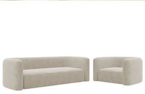 Kit Sofá 3 Lugares 180cm e Poltrona Orgânica Luxo Recepção Melina Linho - ADJ Decor