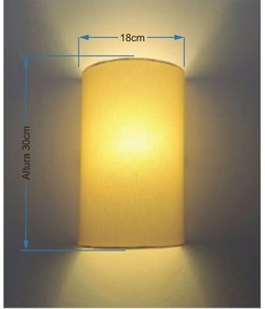 Arandela Meia Cana Vivare Md-2031 Cúpula em Tecido 30/18x16cm - Bivolt